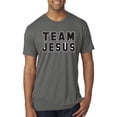 thumbnail image 1 of Wild Bobby Varsity Team Jesus Inspirational/Christian Men Premium Tri Blend Tee, Dark Heather, XX-Large, 1 of 5