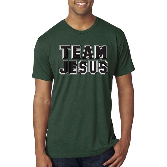 Wild Bobby Varsity Team Jesus Inspirational/Christian Men Premium Tri Blend Tee, Forest Green, XX-Large
