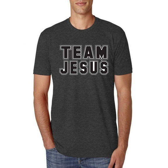 Wild Bobby Varsity Team Jesus Inspirational/Christian Men Premium Tri Blend Tee, Vintage Black, Large