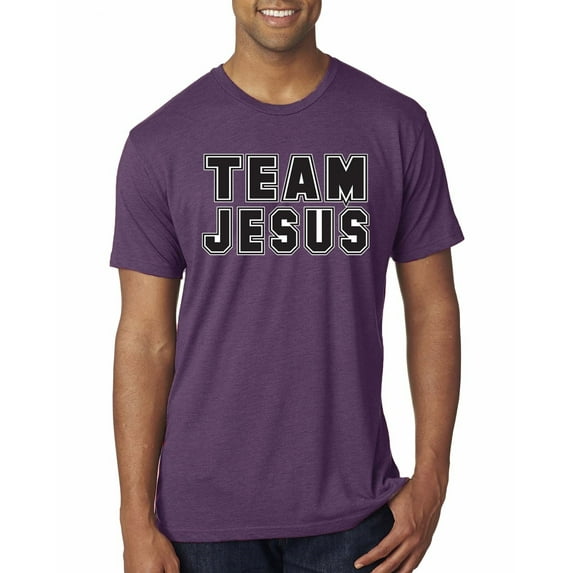Wild Bobby Varsity Team Jesus Inspirational/Christian Men Premium Tri Blend Tee, Vintage Purple, X-Large