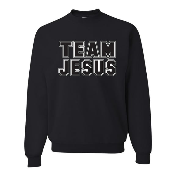 Wild Bobby Varsity Team Jesus Inspirational/Christian Unisex Crewneck Graphic Sweatshirt, Black, 4X-Large
