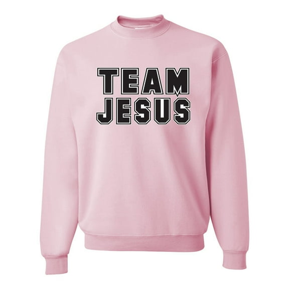 Wild Bobby, Varsity Team Jesus Inspirational/Christian Unisex Crewneck Graphic Sweatshirt, Light Pink, X-Large