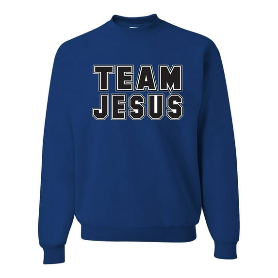 Wild Bobby Varsity Team Jesus Inspirational/Christian Unisex Crewneck Graphic Sweatshirt, Royal, X-Large