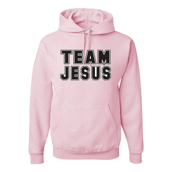 Wild Bobby, Varsity Team Jesus Inspirational/Christian Unisex Graphic Hoodie Sweatshirt, Light Pink, XX-Large