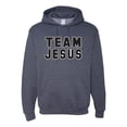 thumbnail image 1 of Wild Bobby Varsity Team Jesus Inspirational/Christian Unisex Graphic Hoodie Sweatshirt, Vintage Heather Navy, Small, 1 of 5