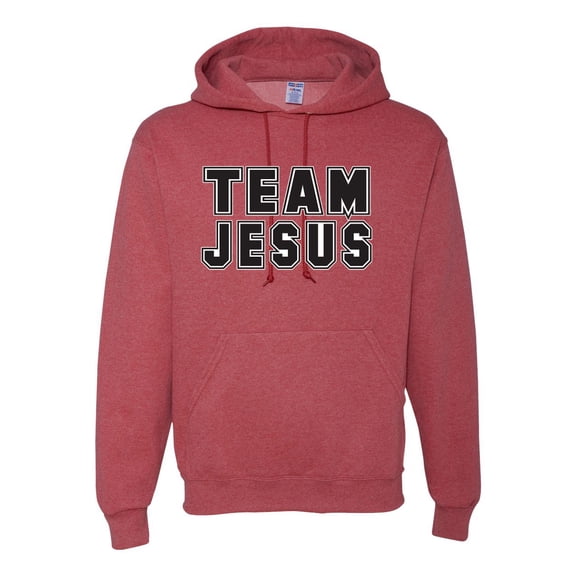 Wild Bobby Varsity Team Jesus Inspirational/Christian Unisex Graphic Hoodie Sweatshirt, Vintage Heather Red, X-Large