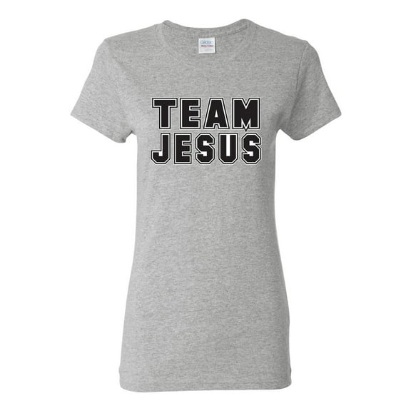 Wild Bobby Varsity Team Jesus Inspirational/Christian Women Graphic Tee, Heather Grey, Large