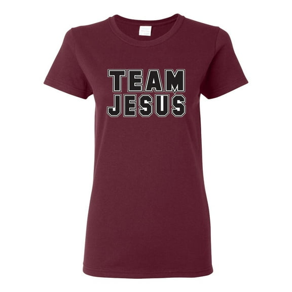 Wild Bobby Varsity Team Jesus Inspirational/Christian Women Graphic Tee, Maroon, X-Large