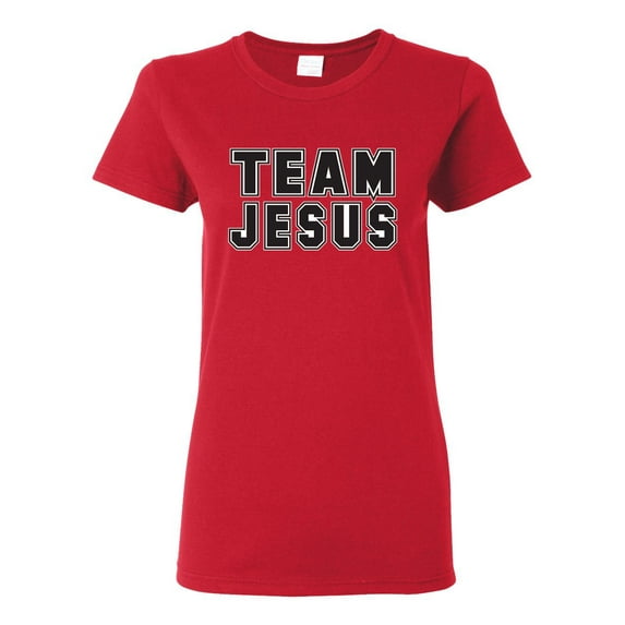 Wild Bobby Varsity Team Jesus Inspirational/Christian Women Graphic Tee, Red, Large