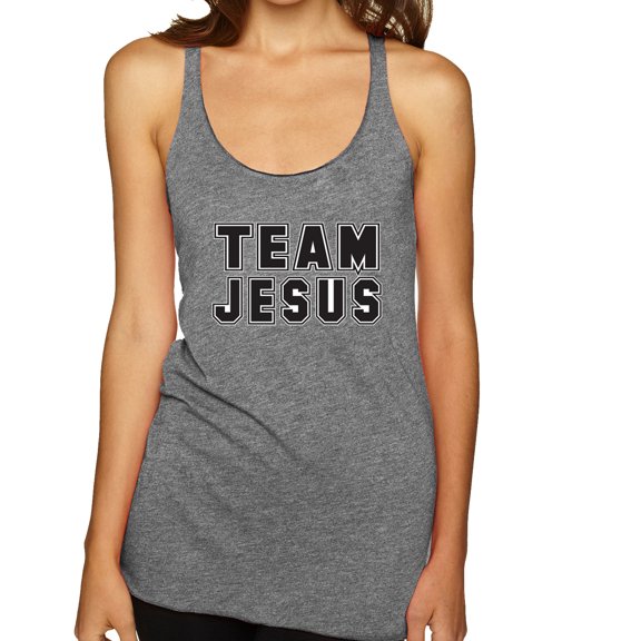 Wild Bobby Varsity Team Jesus Inspirational/Christian Women Tri-Blend Racerback Tank Top, Premium Heather, X-Large