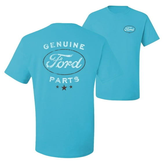 Wild Bobby,Vintage Distressed Genuine Ford Parts Cars and Trucks Front and Back Men's Graphic T-Shirt, Light Turquoise, 5XL