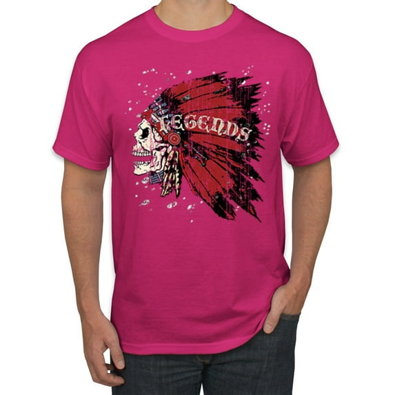 Wild Bobby, Vintage Distressed Legends Skull Pop Culture Men's Graphic T-Shirt, Fuschia, 4XL