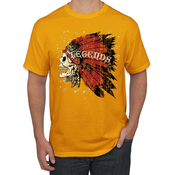 Vintage Distressed Legends Skull Pop Culture Men's Graphic T-Shirt, Gold, Small