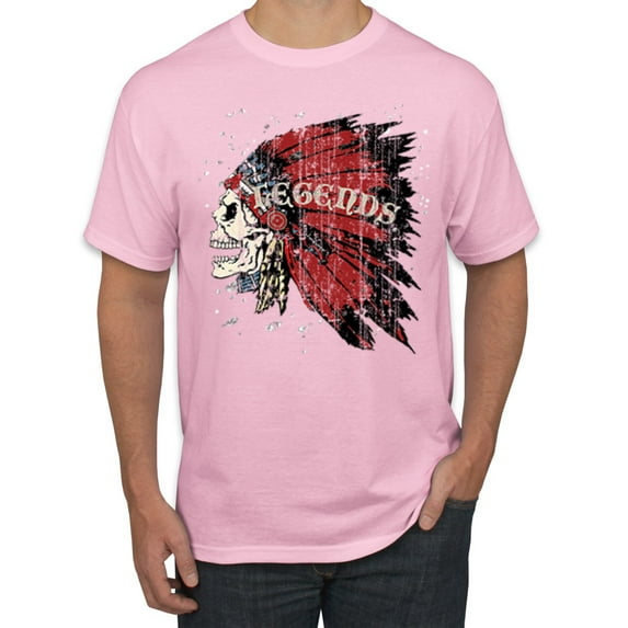 Wild Bobby, Vintage Distressed Legends Skull Pop Culture Men's Graphic T-Shirt, Light Pink, Medium