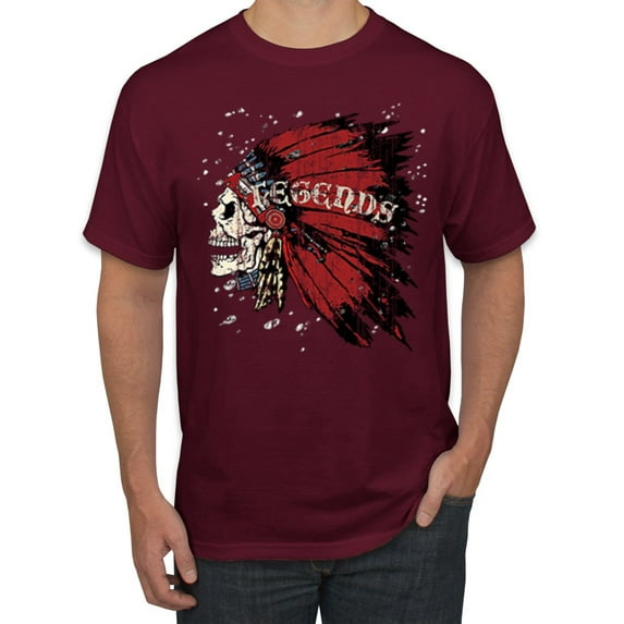 Wild Bobby, Vintage Distressed Legends Skull Pop Culture Men's Graphic T-Shirt, Maroon, 3XL