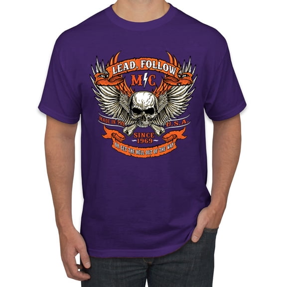 Wild Bobby, Vintage Distressed Legends Skull Pop Culture Men's Graphic T-Shirt, Purple, X-Large