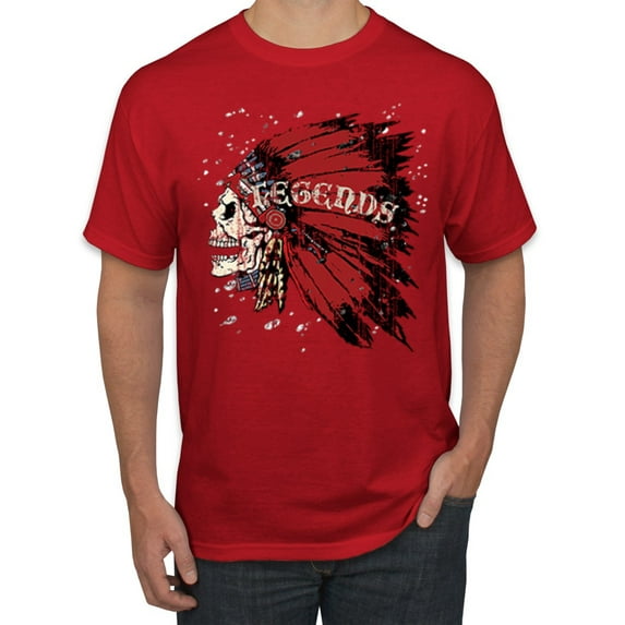Wild Bobby, Vintage Distressed Legends Skull Pop Culture Men's Graphic T-Shirt, Red, 4XL
