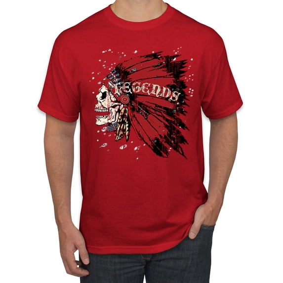 Wild Bobby, Vintage Distressed Legends Skull Pop Culture Men's Graphic T-Shirt, Red, 5XL