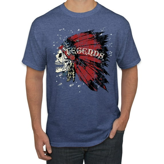 Wild Bobby, Vintage Distressed Legends Skull Pop Culture Men's Graphic T-Shirt, Vintage Heather Blue, Large