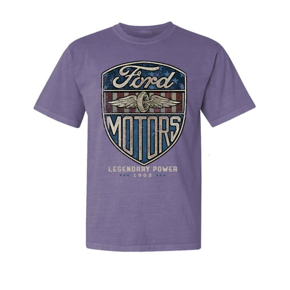 Wild Bobby, Vintage Ford Motors Legendary Power 1983, Cars and Trucks, Garment-Dyed Washed Look Short Sleeve Tees, Purple, 2XL