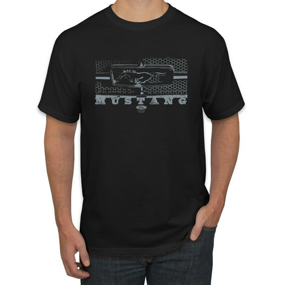 Wild Bobby, Vintage Ford Mustang Silver Honeycomb Grill Distressed, Cars and Trucks, Men Graphic Tee, Black, Small