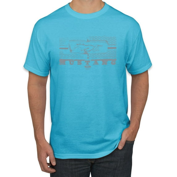 Wild Bobby, Vintage Ford Mustang Silver Honeycomb Grill Distressed, Cars and Trucks, Men Graphic Tee, Light Turquoise, 5X-Large