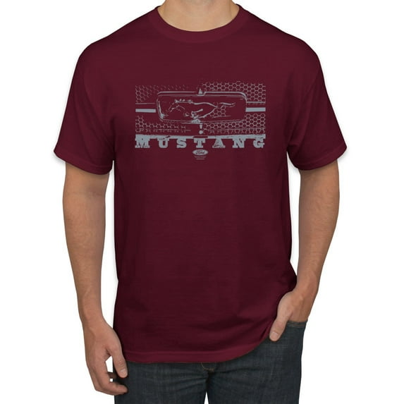 Wild Bobby, Vintage Ford Mustang Silver Honeycomb Grill Distressed, Cars and Trucks, Men Graphic Tee, Maroon, Small