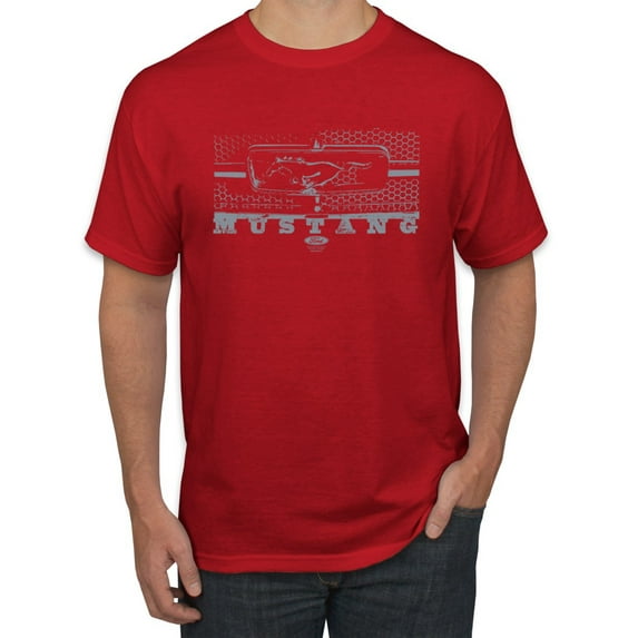 Wild Bobby, Vintage Ford Mustang Silver Honeycomb Grill Distressed, Cars and Trucks, Men Graphic Tee, Red, X-Large