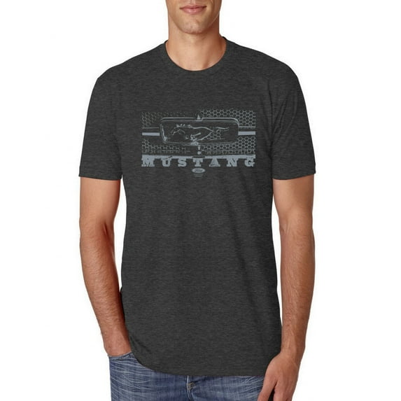 Wild Bobby, Vintage Ford Mustang Silver Honeycomb Grill Distressed, Cars and Trucks, Men Premium Tri Blend Tee, Vintage Black, Large
