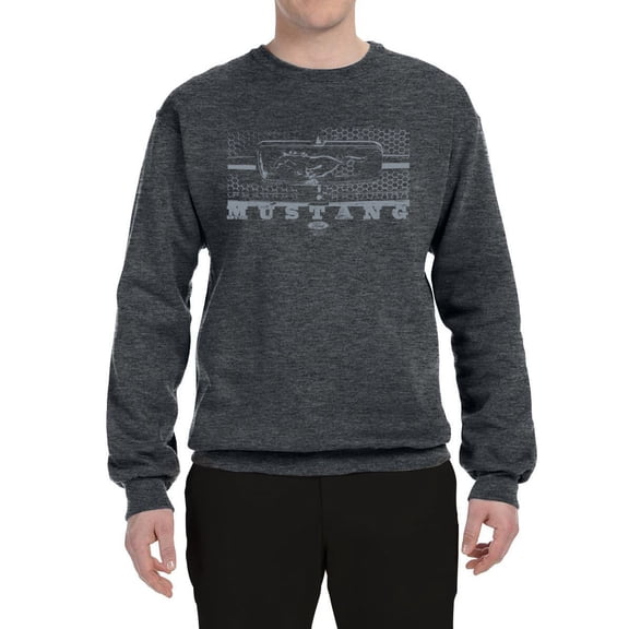 Wild Bobby, Vintage Ford Mustang Silver Honeycomb Grill Distressed, Cars and Trucks, Unisex Crewneck Graphic Sweatshirt, Charcoal, 3X-Large