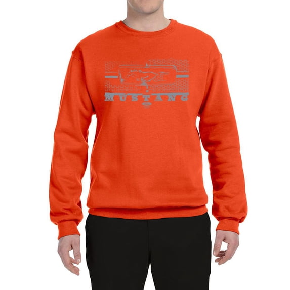 Wild Bobby, Vintage Ford Mustang Silver Honeycomb Grill Distressed, Cars and Trucks, Unisex Crewneck Graphic Sweatshirt, Orange, XX-Large
