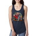 thumbnail image 1 of Wild Bobby, Vintage Hot Rod Old Garage Cars and Trucks Ladies Racerback Tank Top, Navy, Small, 1 of 3