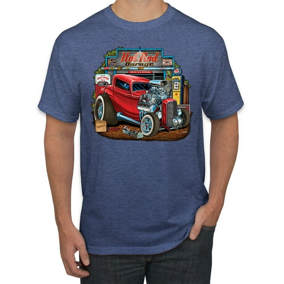 Wild Bobby Vintage Hot Rod Old Garage Cars and Trucks Men Tee