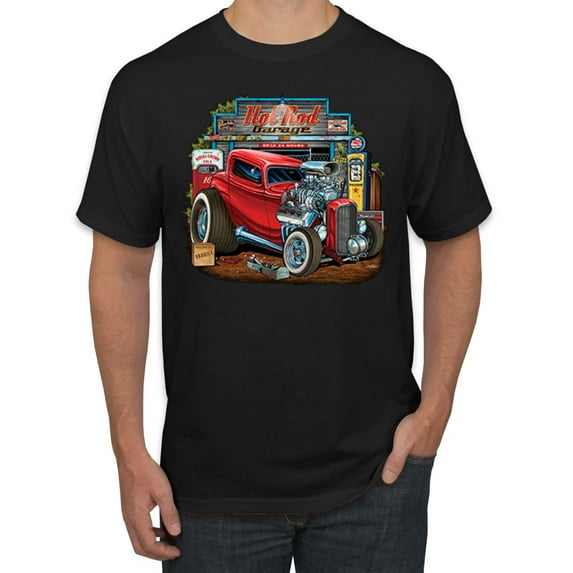 Wild Bobby Vintage Hot Rod Old Garage Cars and Trucks Men Tee