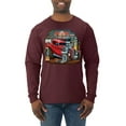 thumbnail image 1 of Wild Bobby, Vintage Hot Rod Old Garage Cars and Trucks Mens Long Sleeve Shirt, Maroon, X-Large, 1 of 3