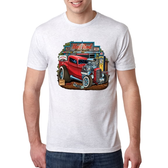 Wild Bobby, Vintage Hot Rod Old Garage Cars and Trucks Mens Premium Tri Blend T-Shirt, Heather White, 2XL
