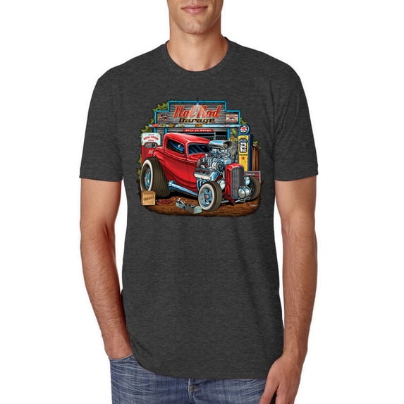 Wild Bobby, Vintage Hot Rod Old Garage Cars and Trucks Mens Premium Tri Blend T-Shirt, Vintage Black, Medium