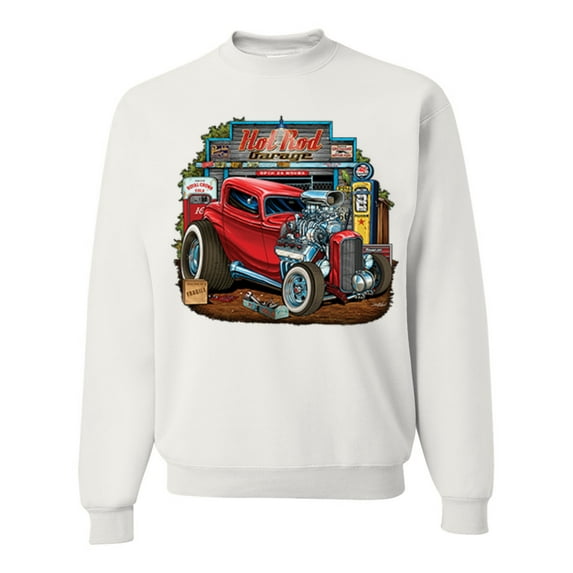 Wild Bobby, Vintage Hot Rod Old Garage Cars and Trucks Unisex Crewneck Graphic Sweatshirt, White, 3XL