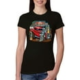 thumbnail image 1 of Wild Bobby, Vintage Hot Rod Old Garage Cars and Trucks Womens Slim Fit Junior Tee, Black, Medium, 1 of 3