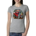 thumbnail image 1 of Wild Bobby, Vintage Hot Rod Old Garage Cars and Trucks Womens Slim Fit Junior Tee, Heather Grey, Small, 1 of 3