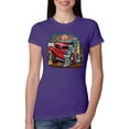 thumbnail image 1 of Vintage Hot Rod Old Garage Cars and Trucks Womens Slim Fit Junior Tee, Purple Rush, Medium, 1 of 3