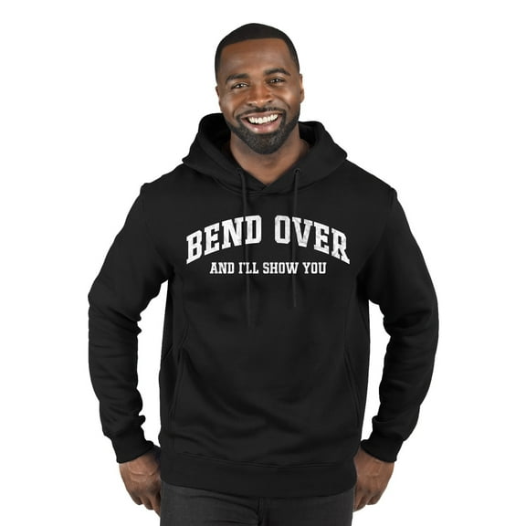 Wild Bobby Vintage Movie Quote Bend Over And I'll Show You Premium Graphic Hoodie Sweatshirt, Black, Small