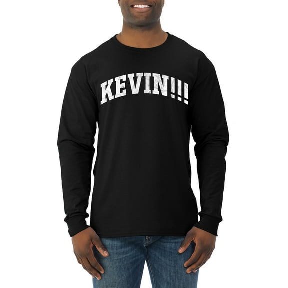 Wild Bobby Vintage Movie Quote KEVIN!!! Men Long Sleeve Shirt, Black, Small