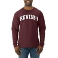 thumbnail image 1 of Wild Bobby Vintage Movie Quote KEVIN!!! Men Long Sleeve Shirt, Maroon, Large, 1 of 6