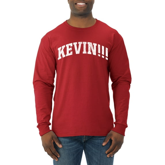 Wild Bobby Vintage Movie Quote KEVIN!!! Men Long Sleeve Shirt, Red, 3X-Large