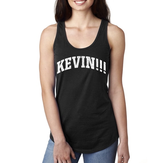 Wild Bobby Vintage Movie Quote KEVIN!!! Women Racerback Tank Top, Black, Small