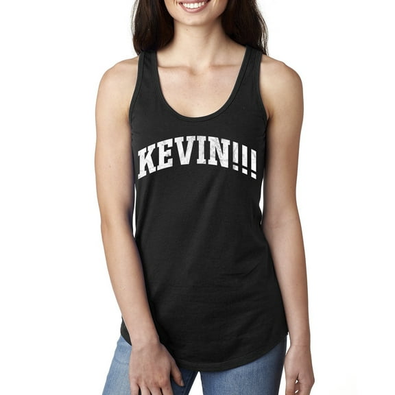 Wild Bobby Vintage Movie Quote KEVIN!!! Women Racerback Tank Top, Black, Small
