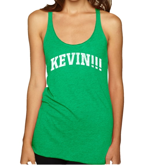 Wild Bobby Vintage Movie Quote KEVIN!!! Women Tri-Blend Racerback Tank Top, Envy, Large