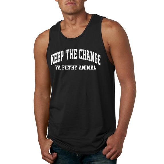 Wild Bobby Vintage Movie Quote Keep The Change Filthy Animal Men Tank Top, Black, Small