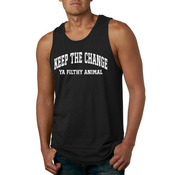 Wild Bobby Vintage Movie Quote Keep The Change Filthy Animal Men Tank Top, Black, Small